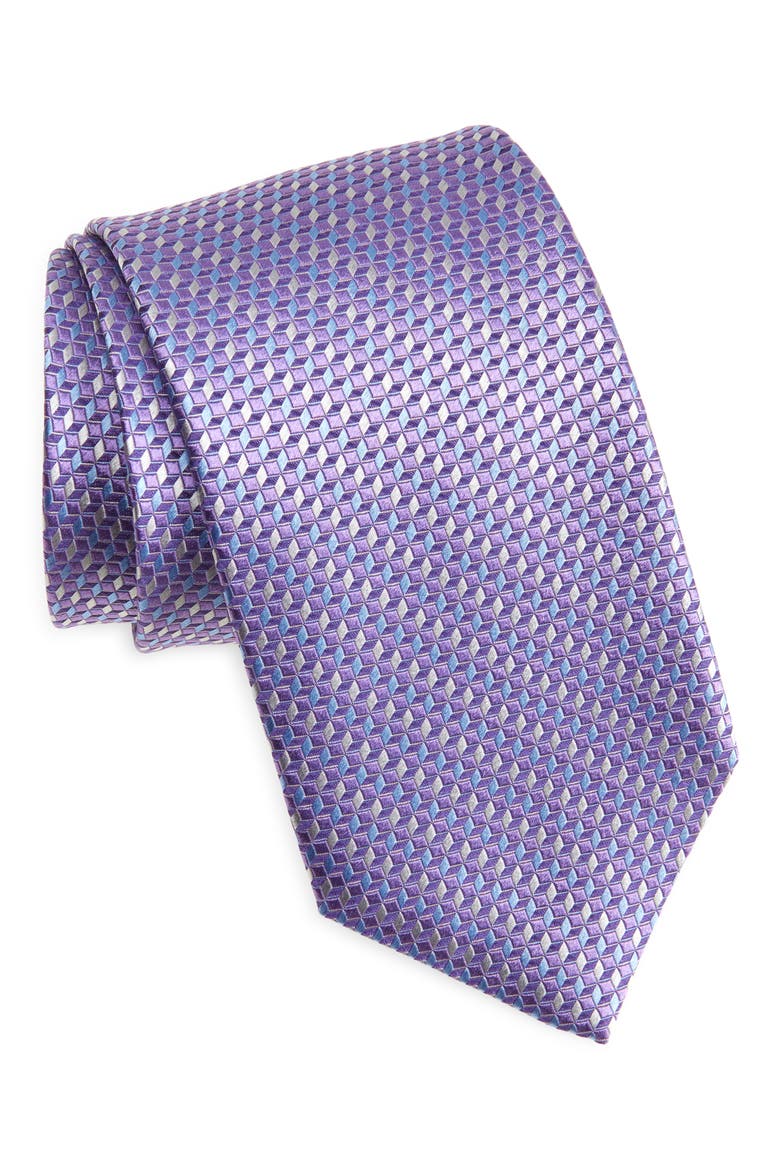Geometric Silk Tie, Main, color, LILAC