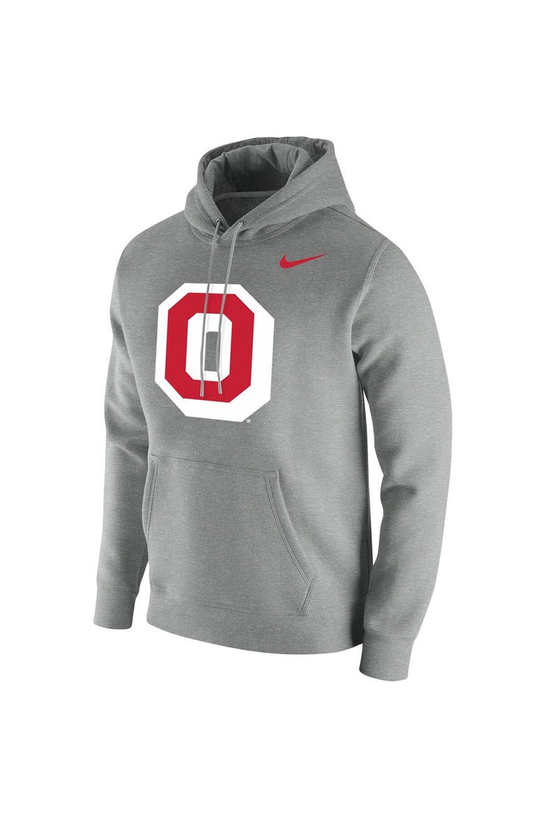 Men's Nike Heathered Gray Ohio State Buckeyes Vintage School Logo Pullover Hoodie, Alternate, color, Heather Gray
