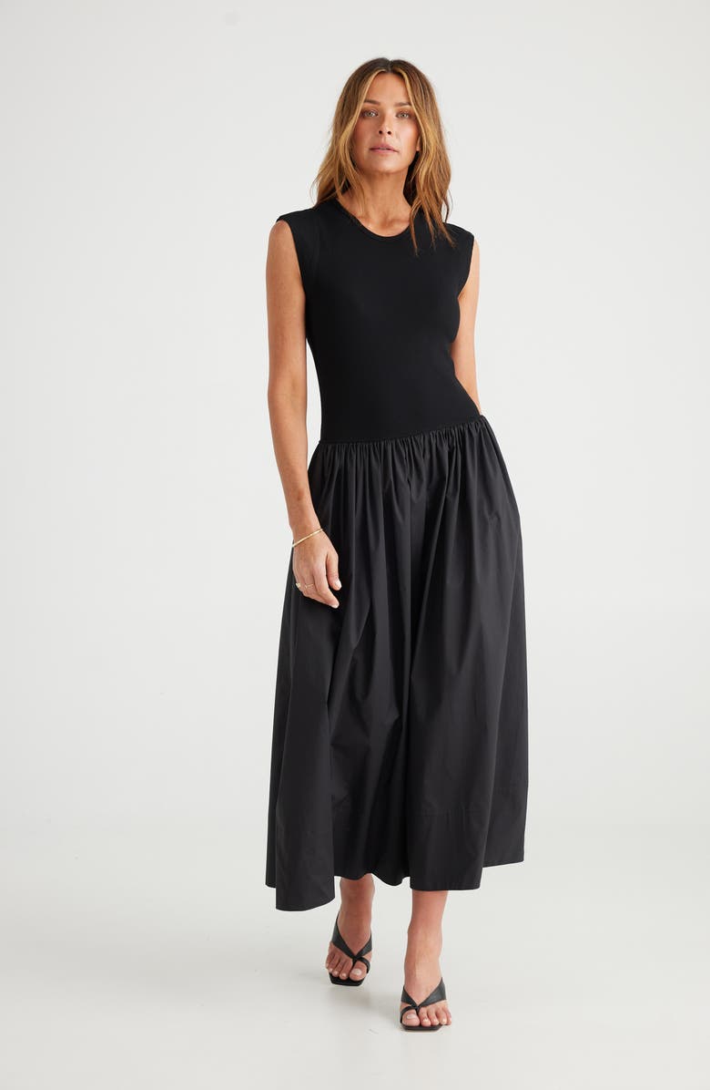 Brave+True Daphne Mixed Media Sleeveless Maxi Dress, Alternate, color, 