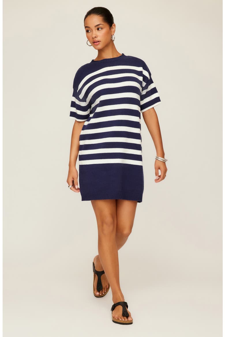 Georgette Stripe Cotton Blend Sweater Dress, Alternate, color, STRIPE