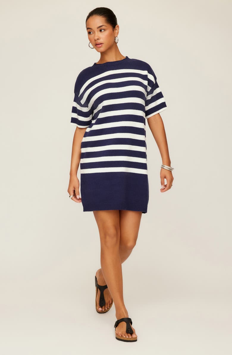 FIFTEEN TWENTY Georgette Stripe Cotton Blend Sweater Dress, Alternate, color, Stripe
