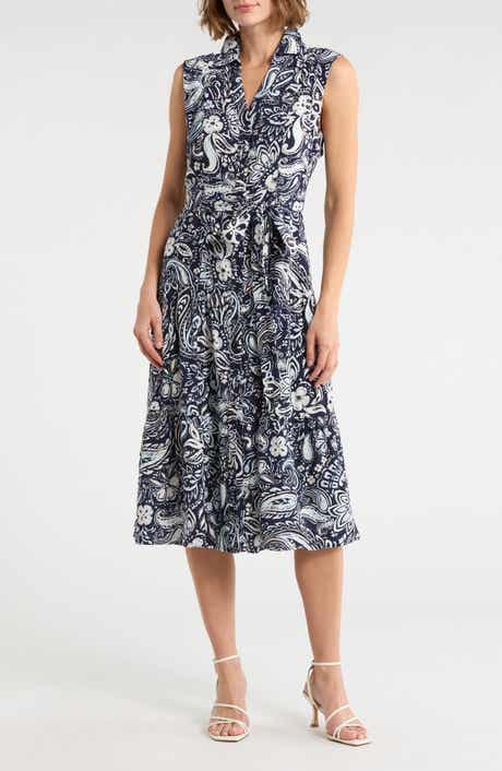Ellen Tracy Cap Sleeve Tiered Midi Shirtdress