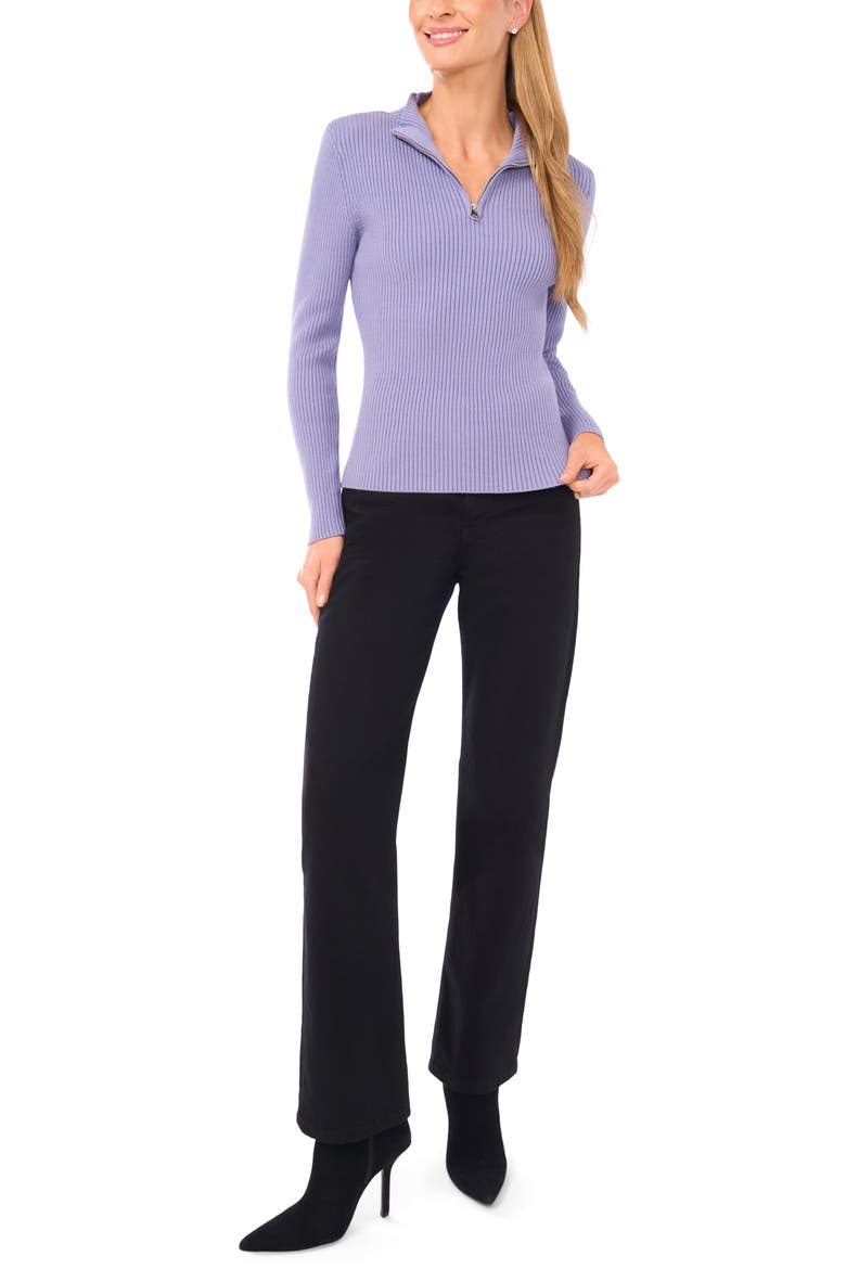 Rib Quarter Zip Sweater, Alternate, color, STONEWASH