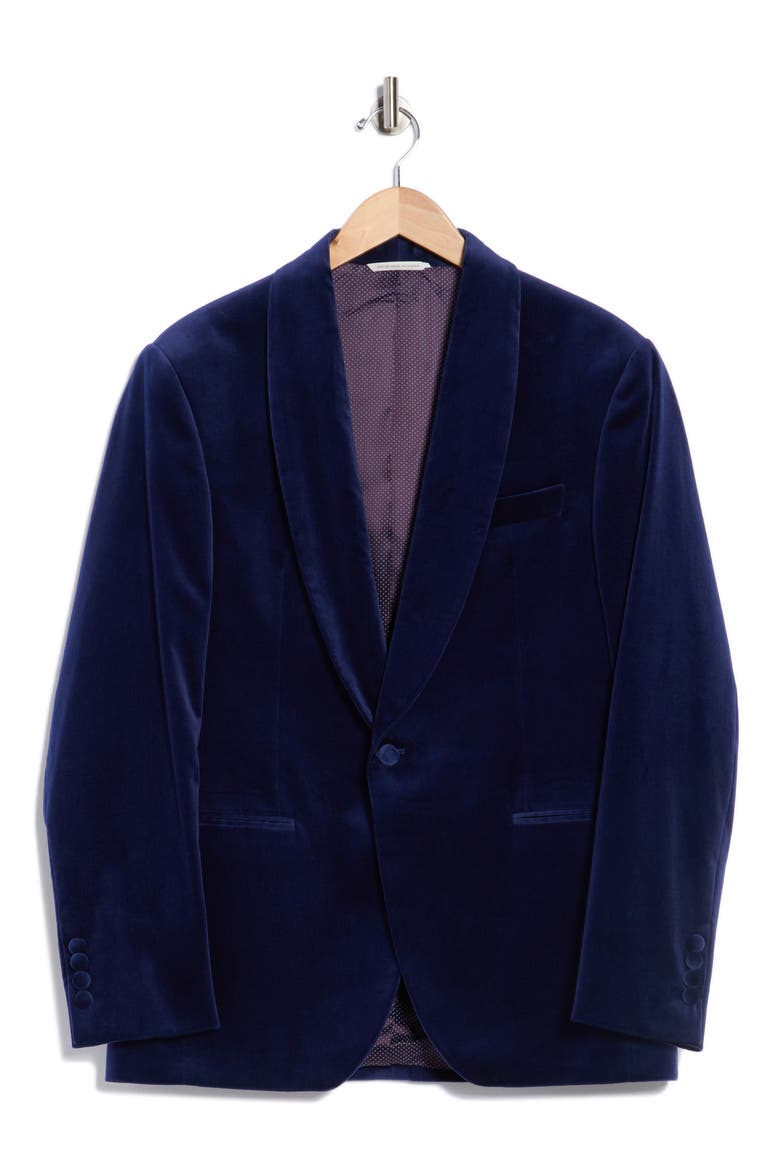 Edison Cotton Stretch Velvet Dinner Jacket, Alternate, color, BLUE
