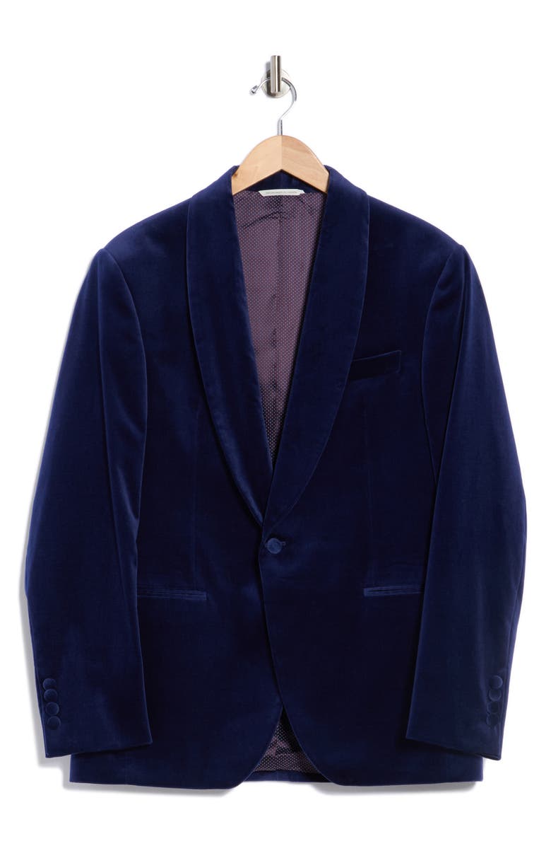 Jack Victor Edison Cotton Stretch Velvet Dinner Jacket, Alternate, color, Blue