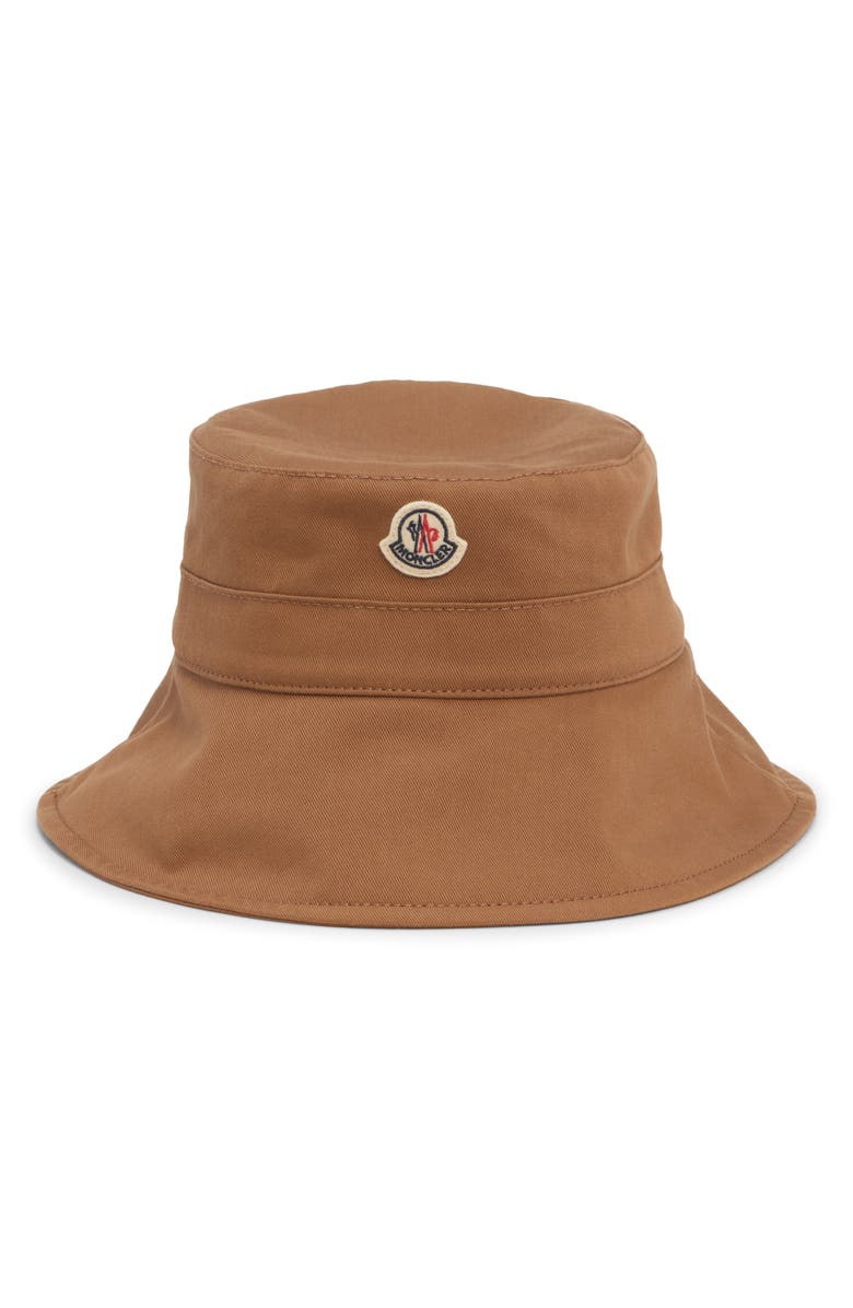 Moncler Archive DNA Cotton Twill Bucket Hat, Alternate, color, Beige