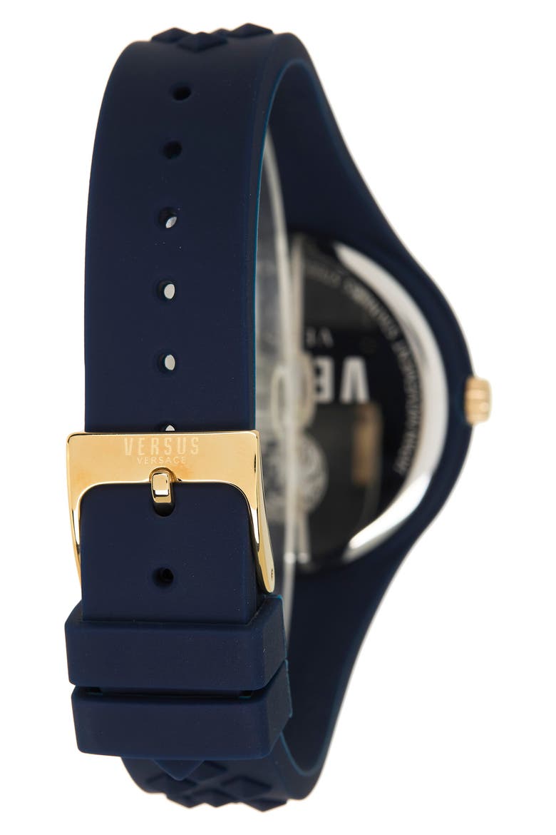 Versace Crystal Pavé Silicone Strap Watch, 39mm & Zip Case, Alternate, color, BLUE