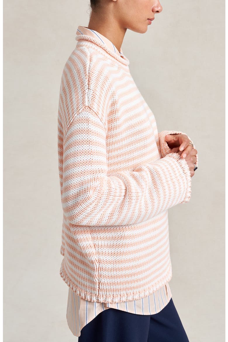 Fine Stripe Marina Sweater, Alternate, color, Seashell/Ivory