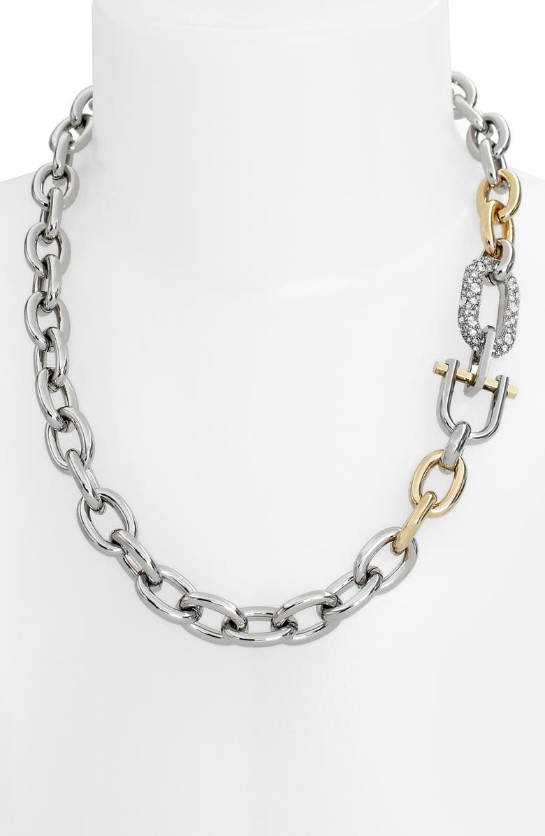 AllSaints Crysal Link Collar Necklace, Alternate, color,