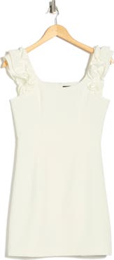 French Connection Whisper Ruffle Shoulder Shift Dress