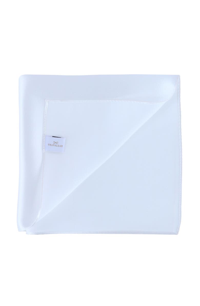 Trafalgar Sutton Solid Color 13 Inch Silk Pocket Square, Alternate, color, White
