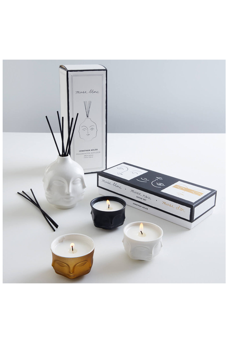 Muse Votive Candle Set, Alternate, color, White / Black / Gold
