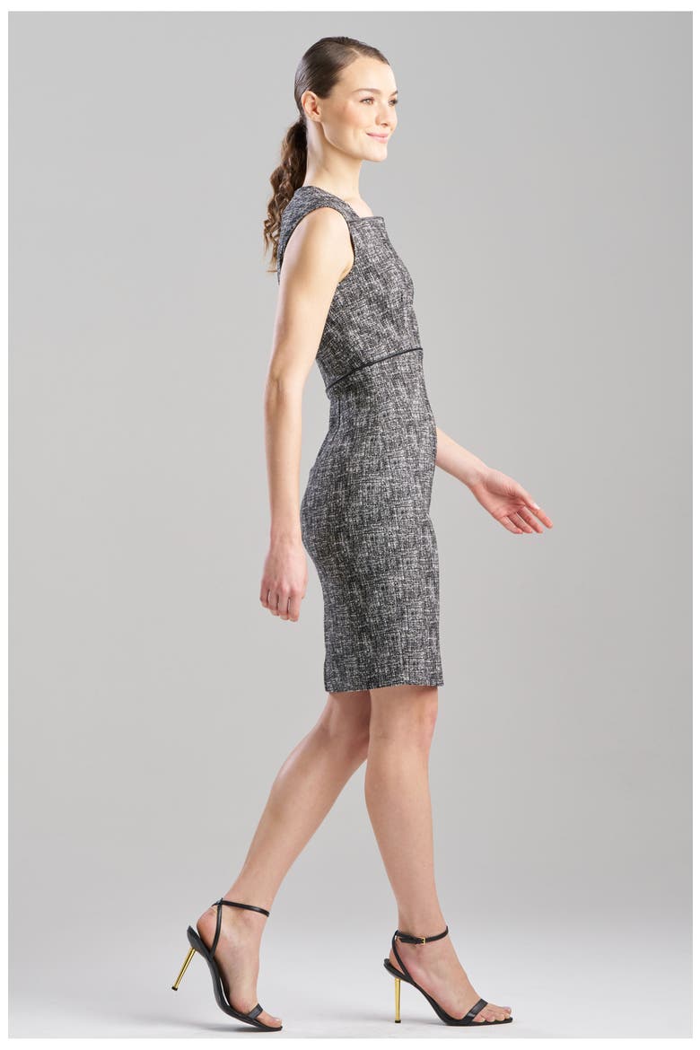 Double Weave Jqd Square Neck Sheath Dress, Alternate, color, BLACK/WHITE