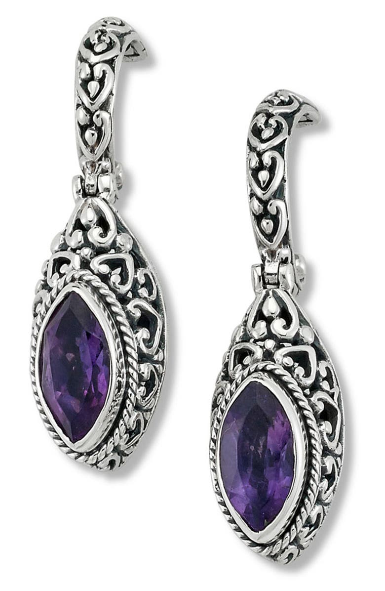 SAMUEL B. Sterling Silver Amethyst Drop Earrings, Main, color, 