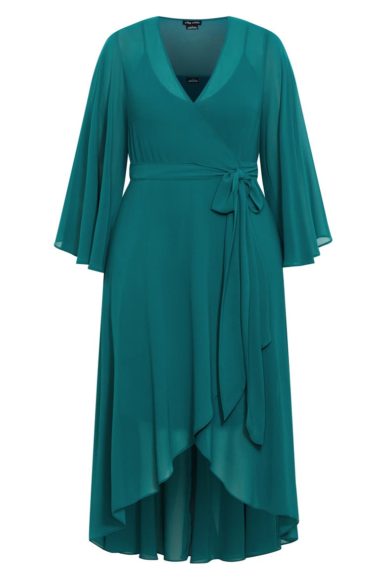 Fleetwood Long Sleeve Chiffon Wrap Dress, Alternate, color, ALPINE