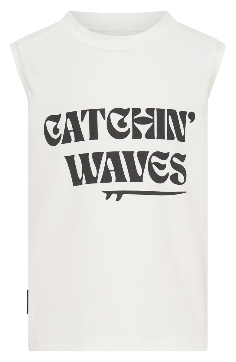 TINY TRIBE Kids' Catchin' Waves Cotton Muscle T-Shirt, Main, color, White