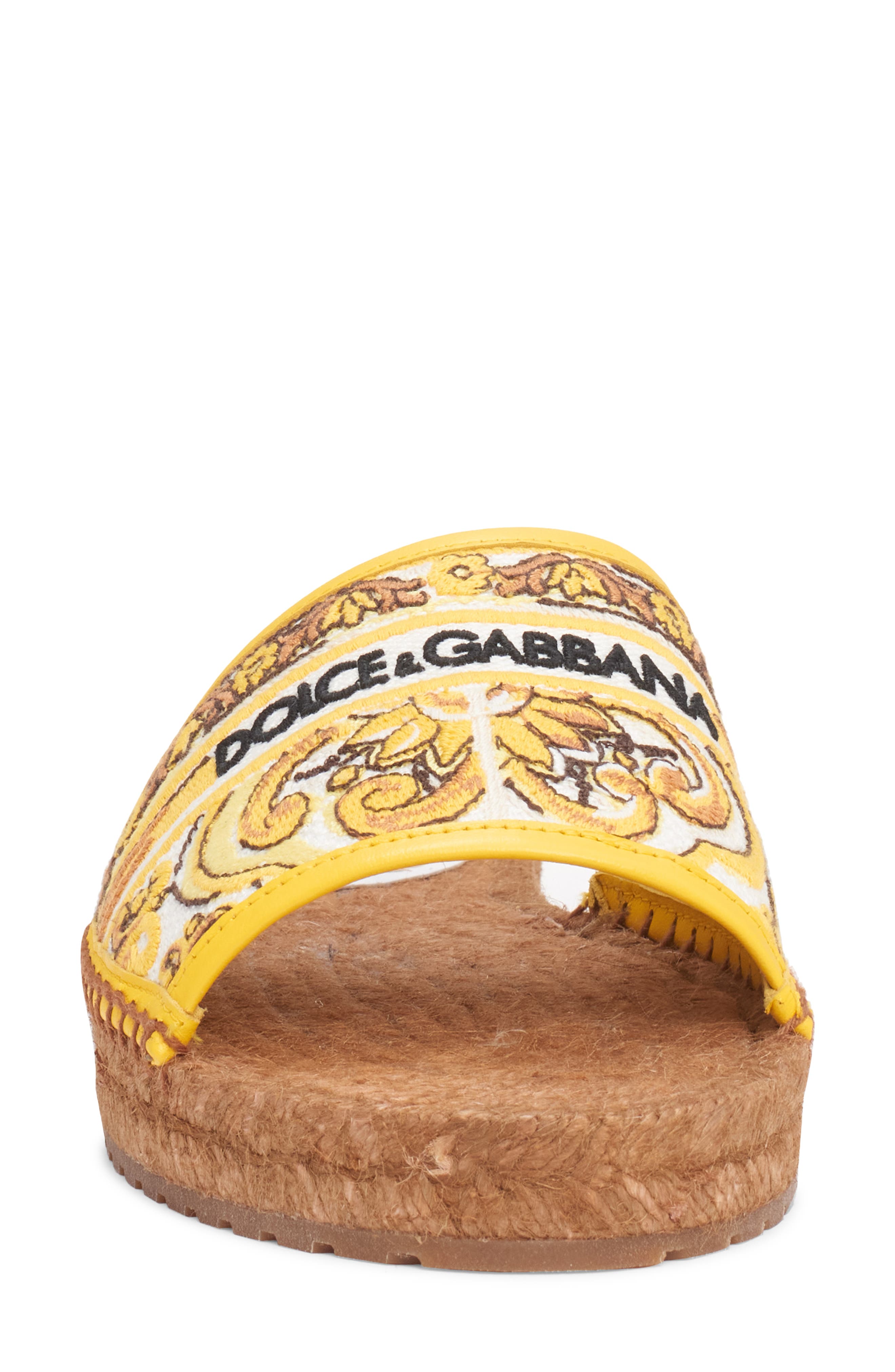 Dolce&Gabbana Majolica Print Espadrille Slide Sandal, Alternate, color, Multicolor/ Sole