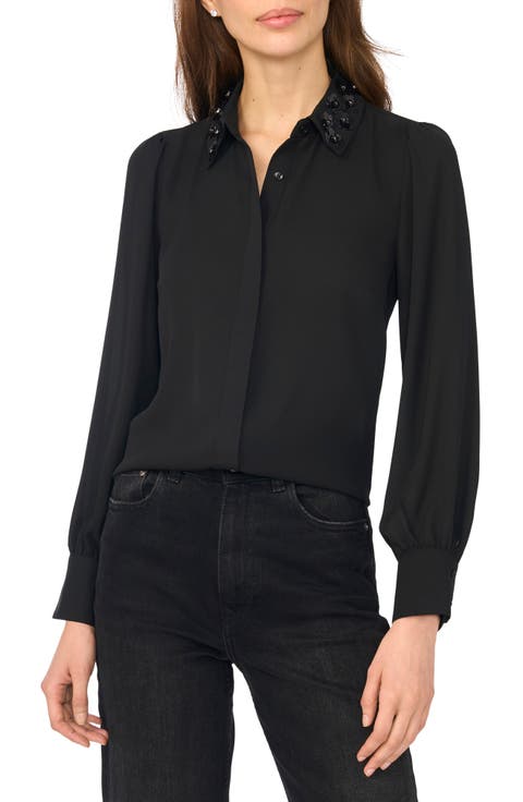 Floral Appliqué Long Sleeve Shirt