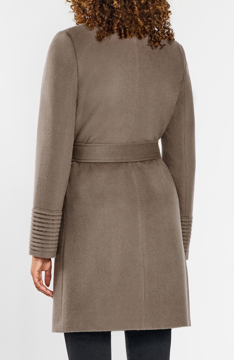 SENTALER Pickstitch Detail Alpaca & Wool Wrap Coat, Alternate, color, Beige