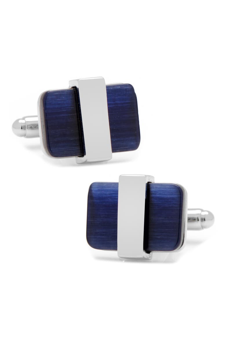 Cat's Eye Cuff Links, Main, color, BLUE