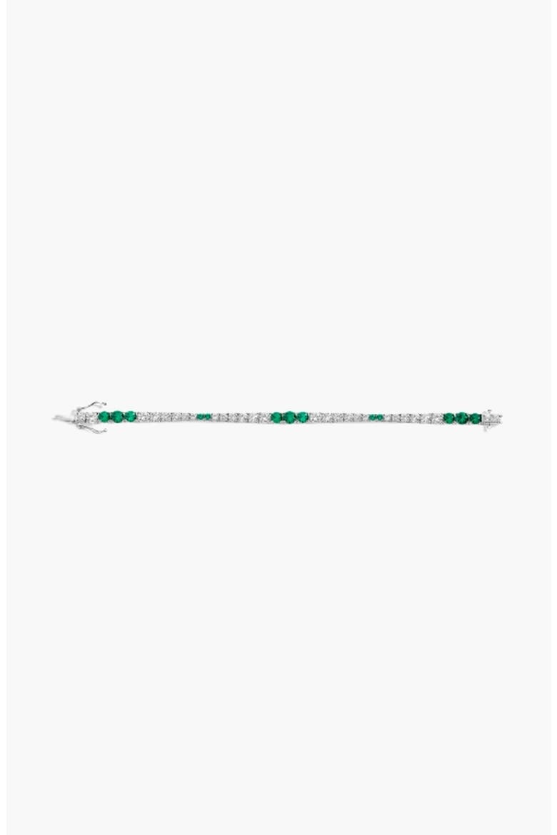 Lab Grown Emerald and Sapphire Scalloped Tennis Bracelet, Alternate, color, Emerald Green & White