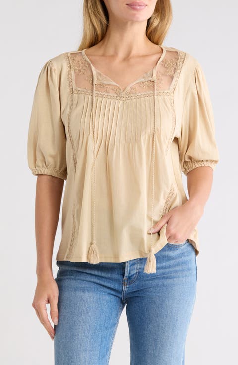 Mixed Media Pleat Top