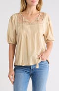 Forgotten Grace Mixed Media Pleat Top