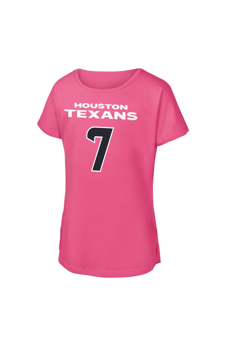 Outerstuff Girls Youth Outerstuff C.J. Stroud Pink Houston Texans Player Name & Number T-Shirt, Alternate, color, Pink
