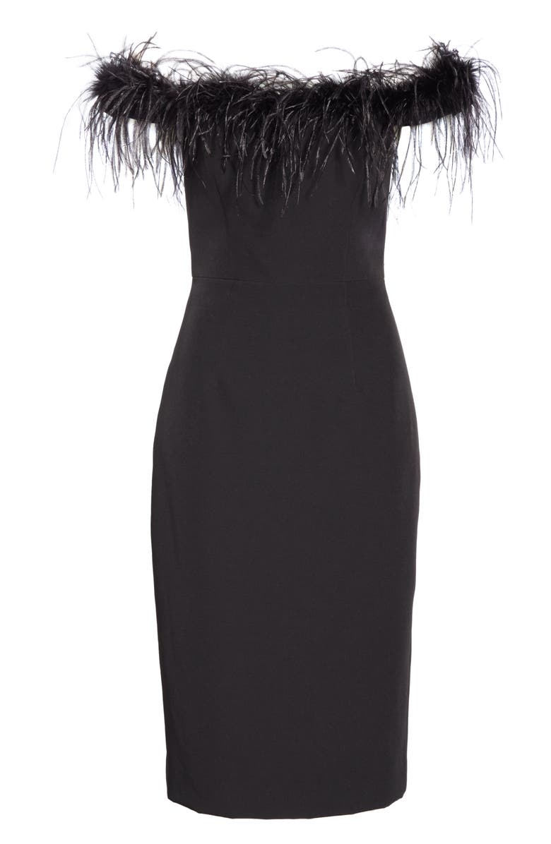 Milly Elle Off the Shoulder Feather Detail Dress, Alternate, color, 