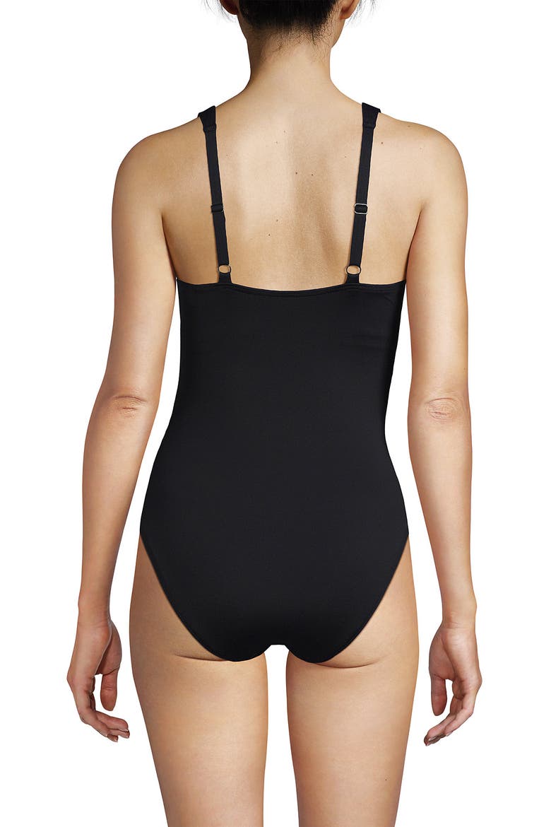 D-Cup Sweetheart Underwire Wrap One Piece Swimsuit, Alternate, color, Black
