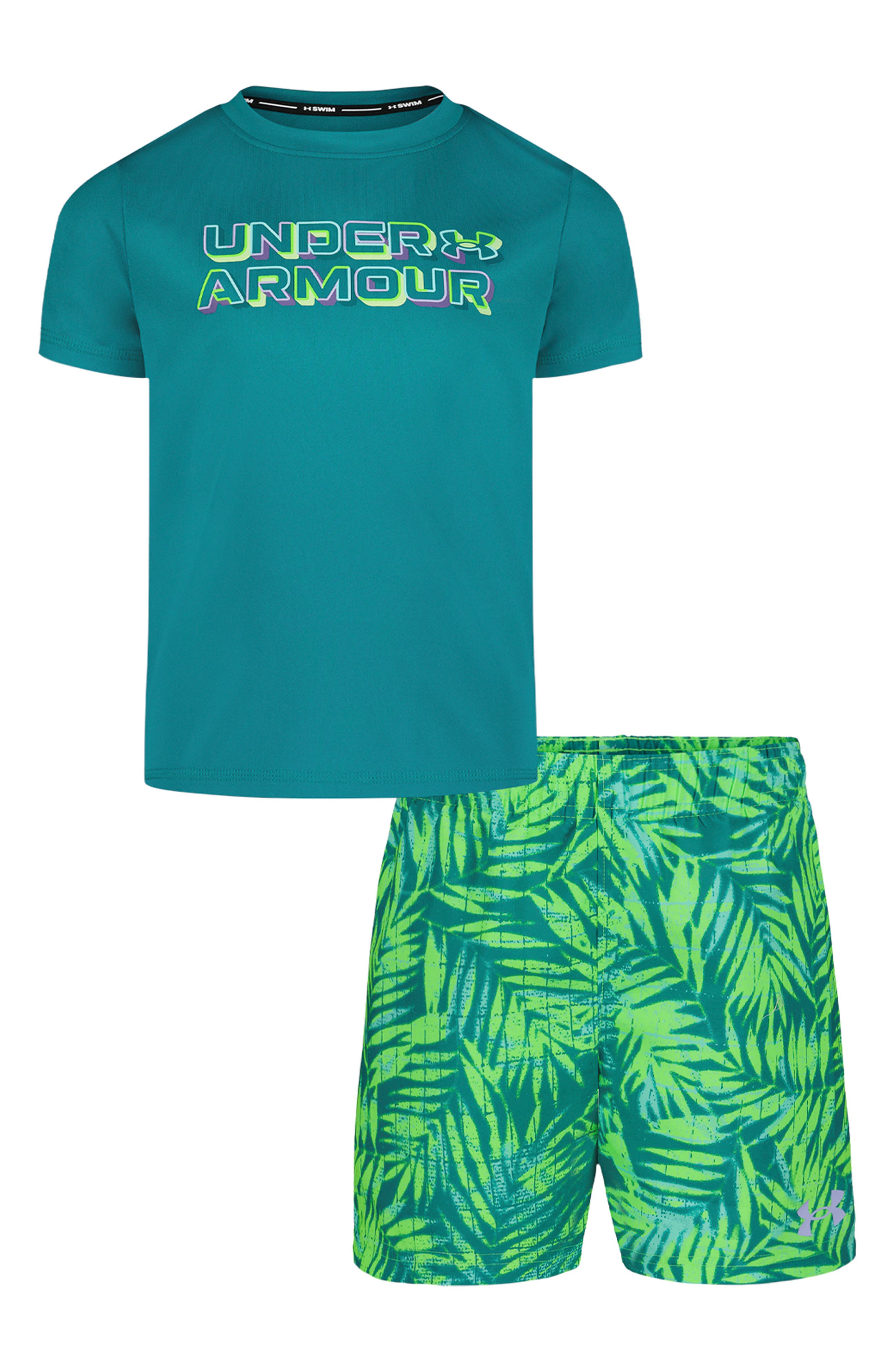 Under Armour Kids' Palm Grid Swim Graphic T-Shirt & Swim Trunks Set