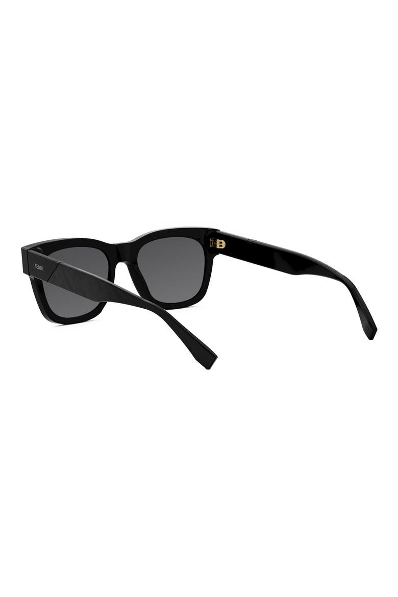 'Fendi Diagonal 51mm Square Sunglasses, Alternate, color, SHINY BLACK / SMOKE