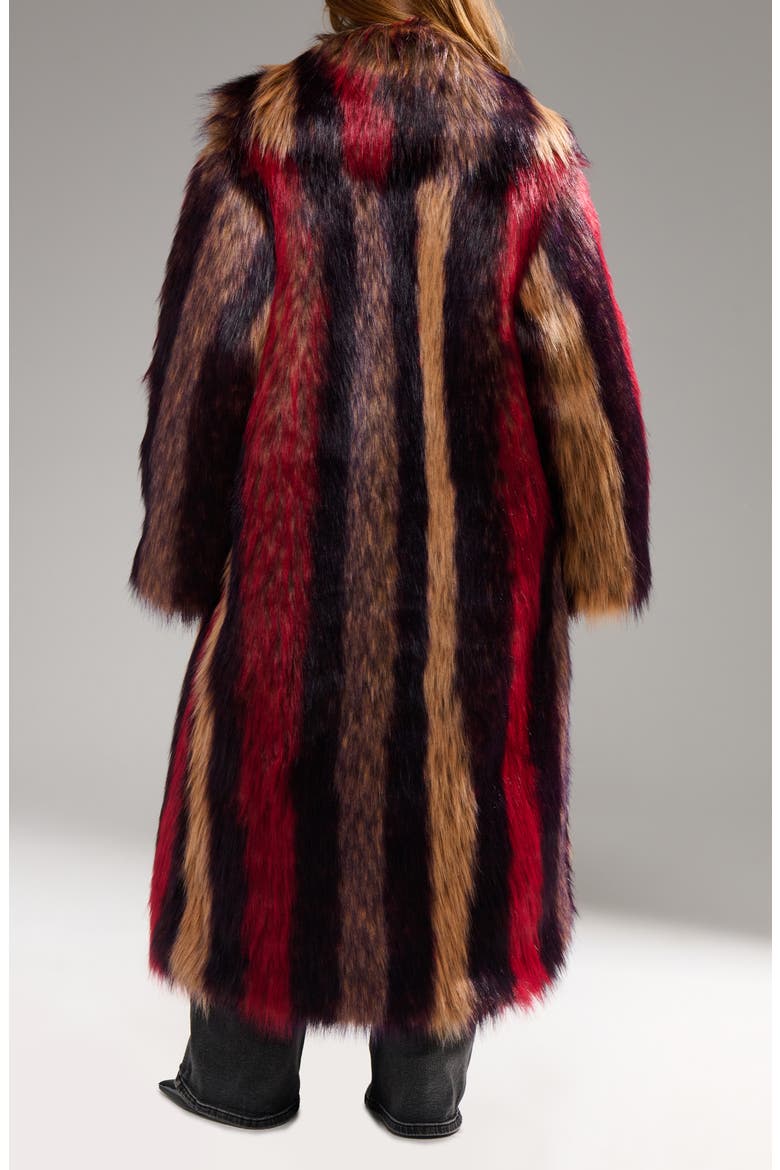 Esmara Multicolored Faux Fur Coat, Alternate, color, RED MULTI