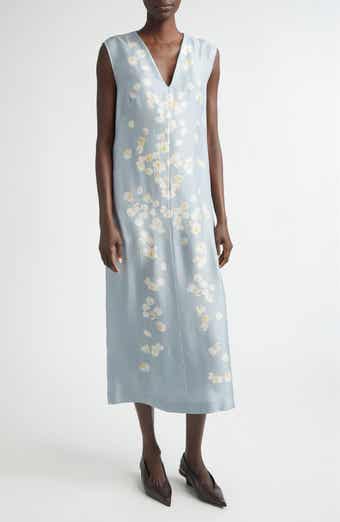Cherie Petal Print Silk Midi Dress