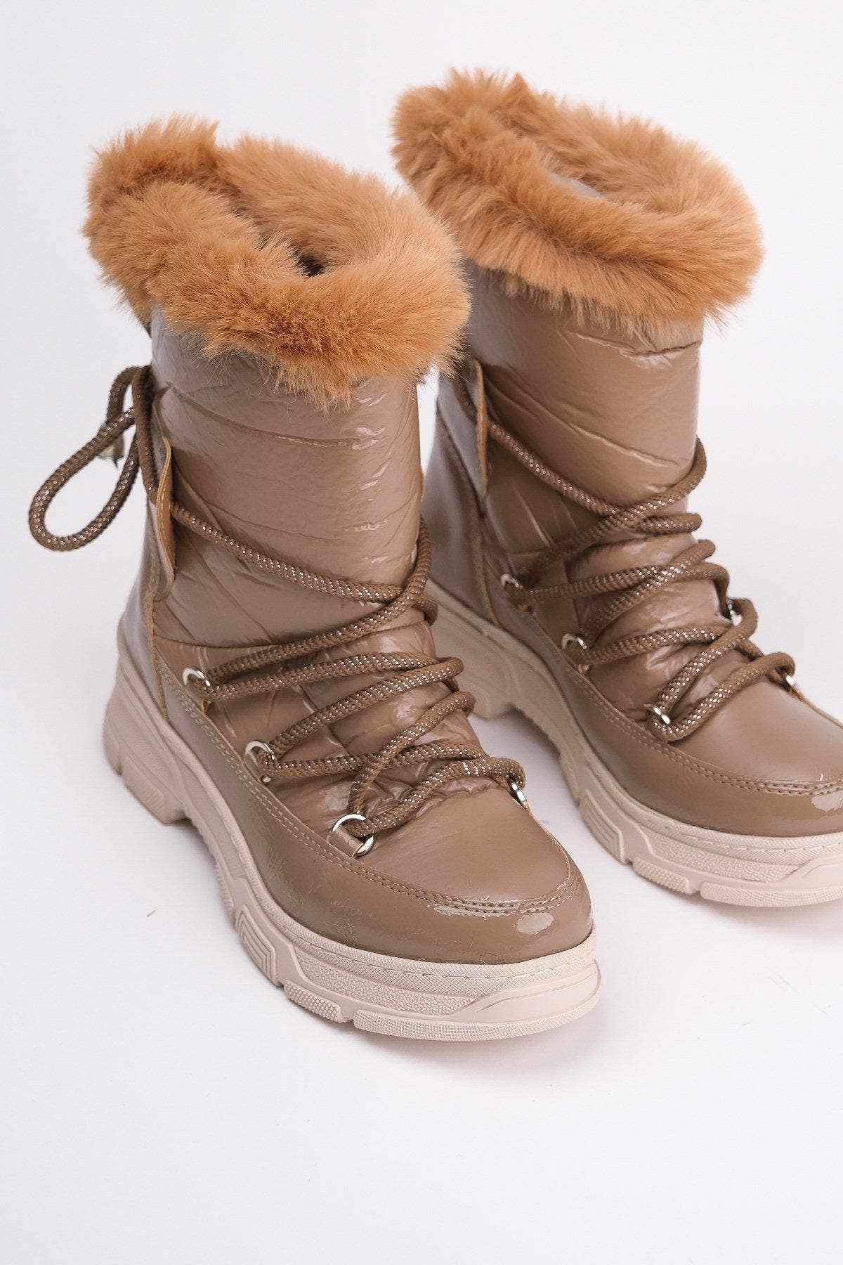 Rosie Fur Lined Boot, Main, color, Light Beige Faux Leather