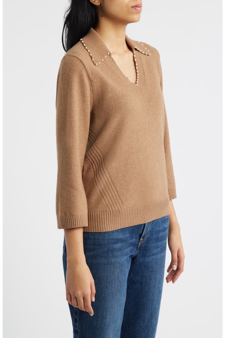 Bead Trim Sweater, Alternate, color, COFFEE CAKE