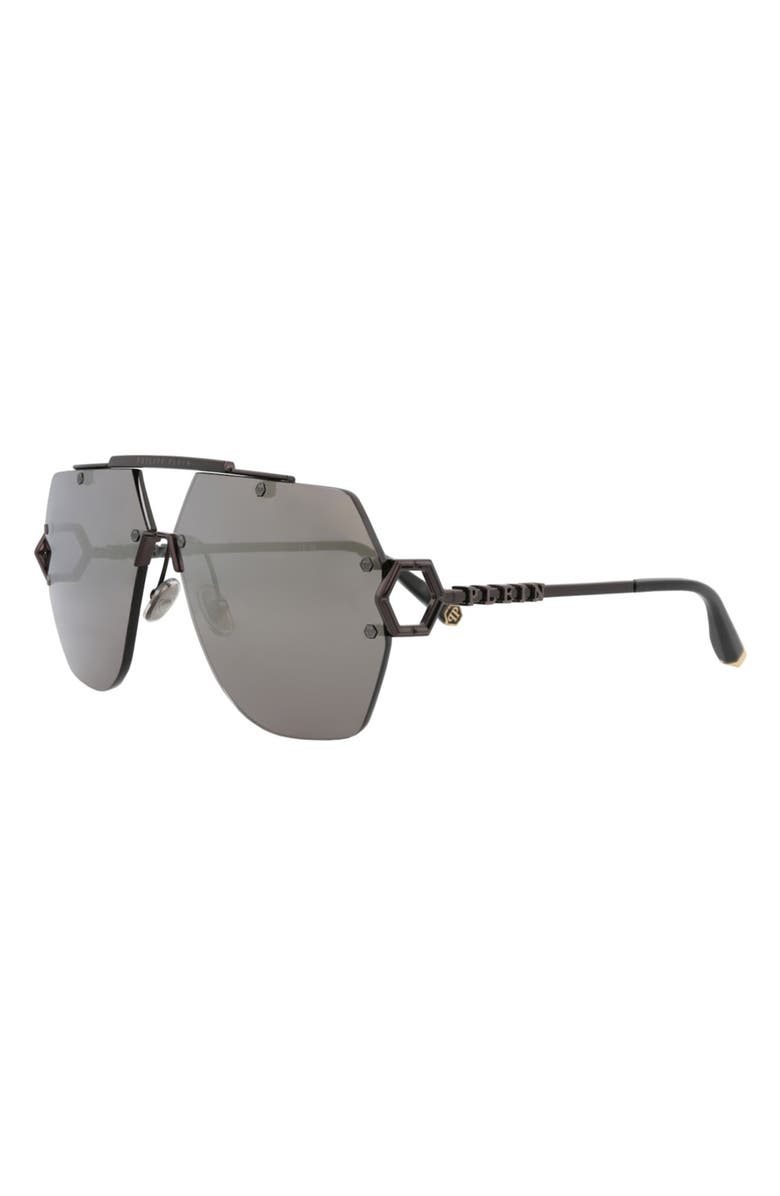 PHILIPP PLEIN 66mm Aviator Sunglasses, Alternate, color, Black Black Smoke