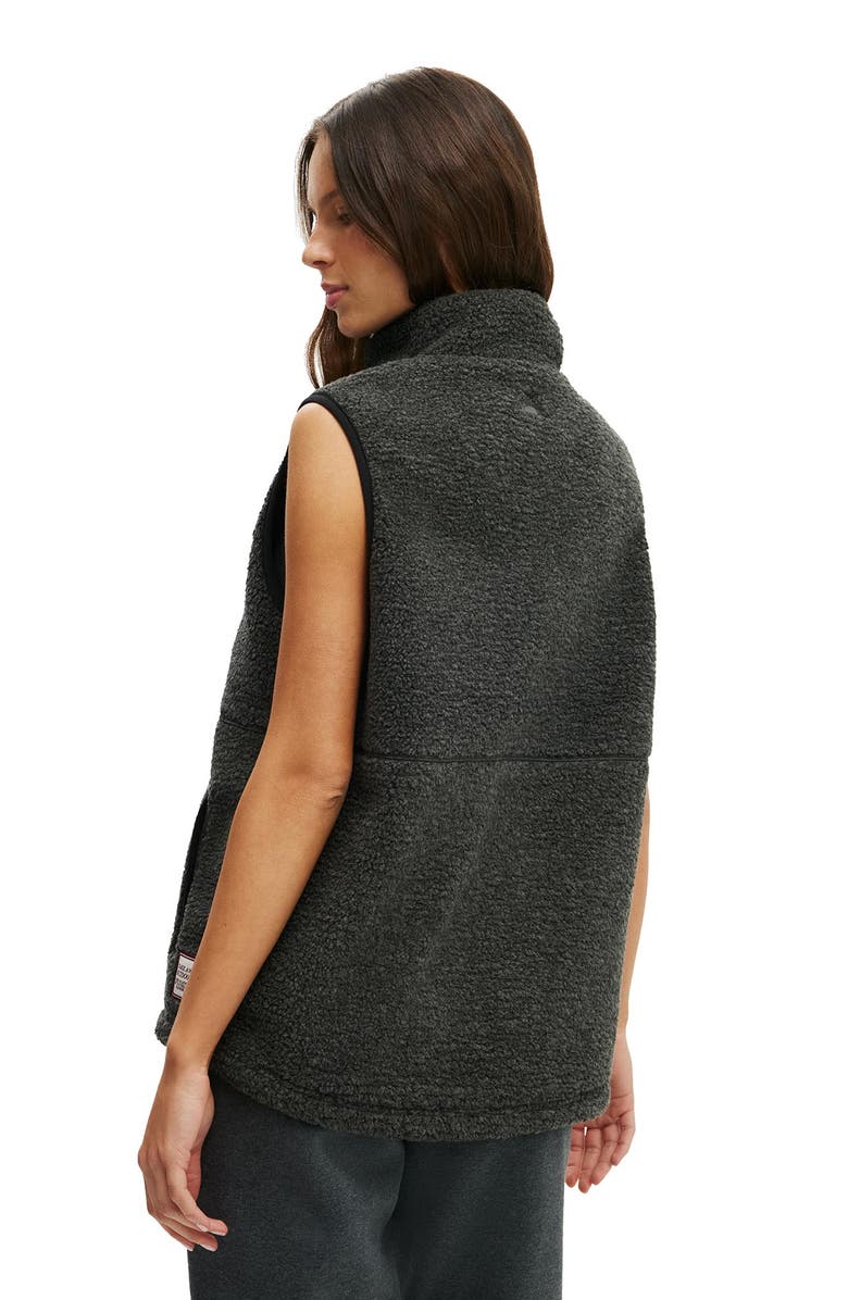 COTTON ON BODY Women's Active Peak Soft Fleece Vest, Alternate, color, Charcoal Marle Badge