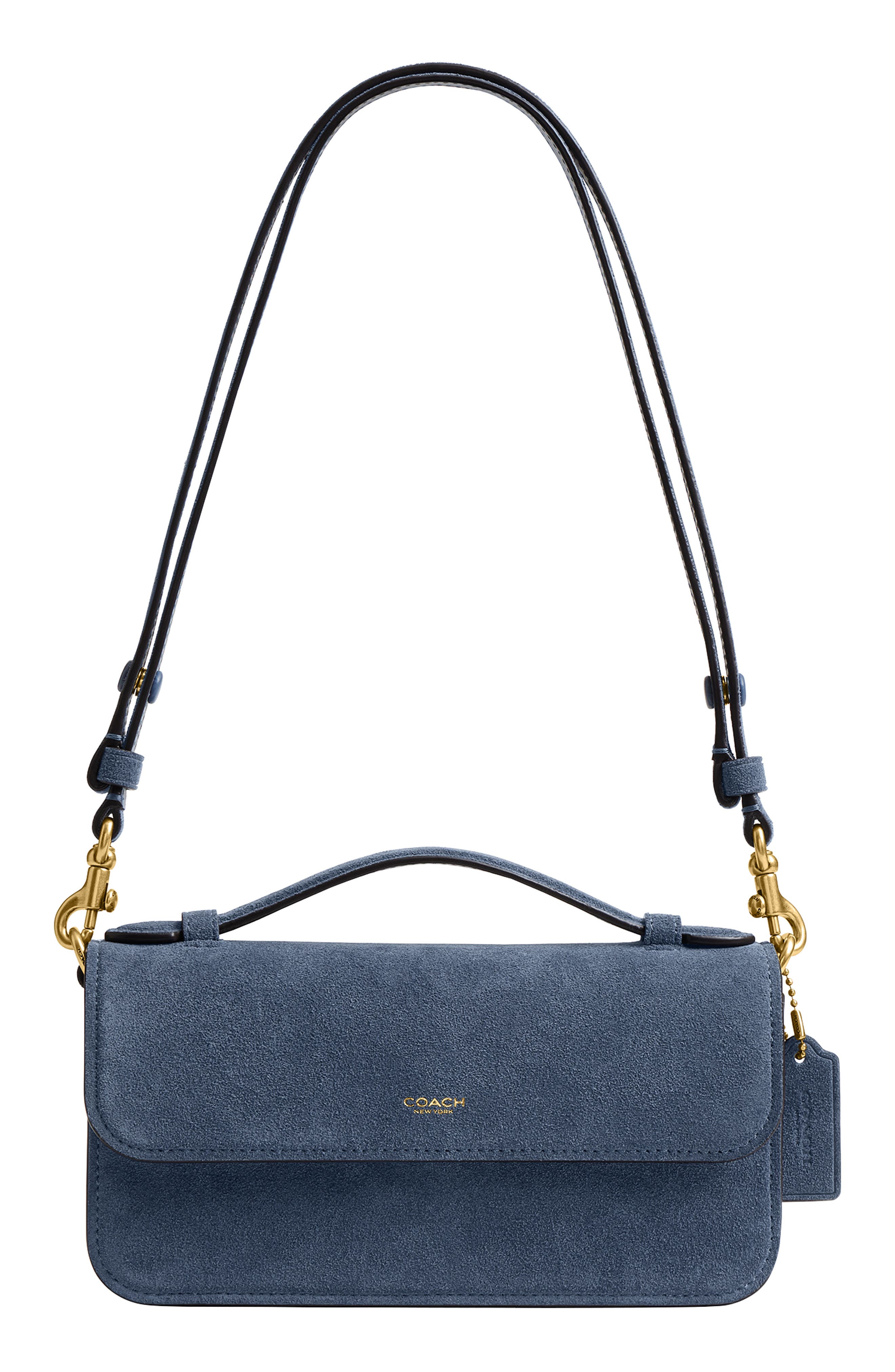 COACH Elora Suede Top Handle Bag, Main, color, B4/ Light Denim