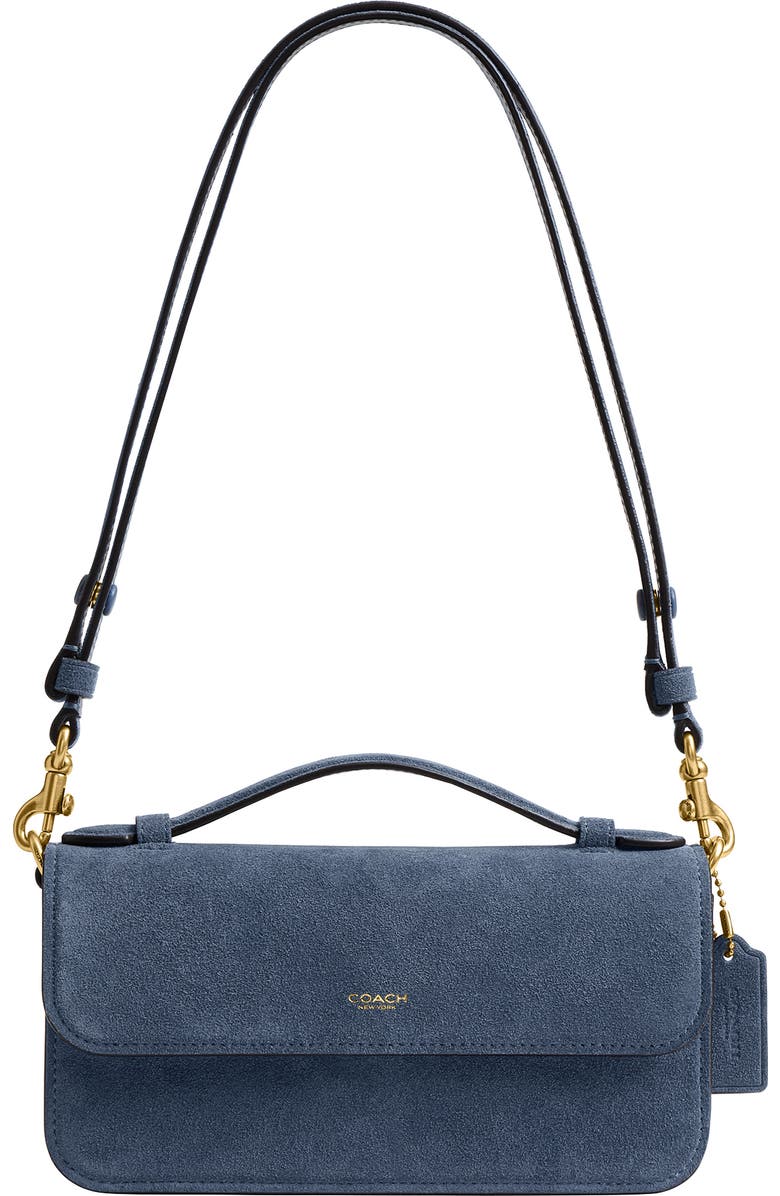 COACH Elora Suede Top Handle Bag, Main, color, B4/ Light Denim