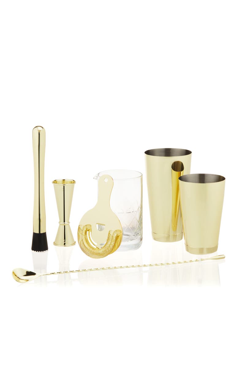 Viski Belmont 7-Piece Barware Set, Main, color, Gold