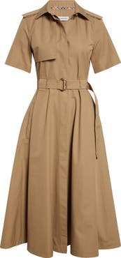Burberry Tanya Belted Cotton Poplin Midi Shirtdress