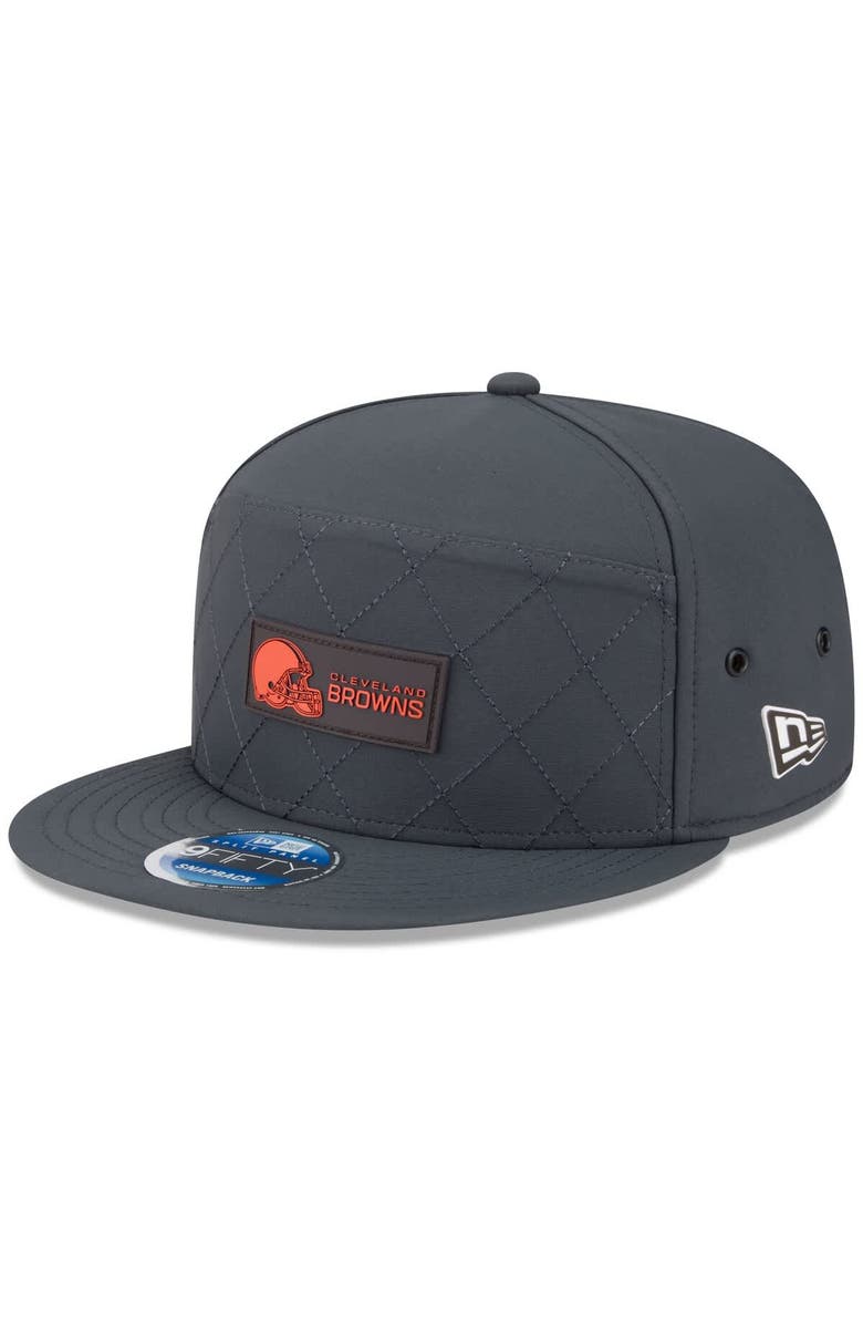 New Era Men's New Era Charcoal Cleveland Browns 2025 Sideline Cold Weather Split Panel 9FIFTY Snapback Hat, Main, color, Charcoal