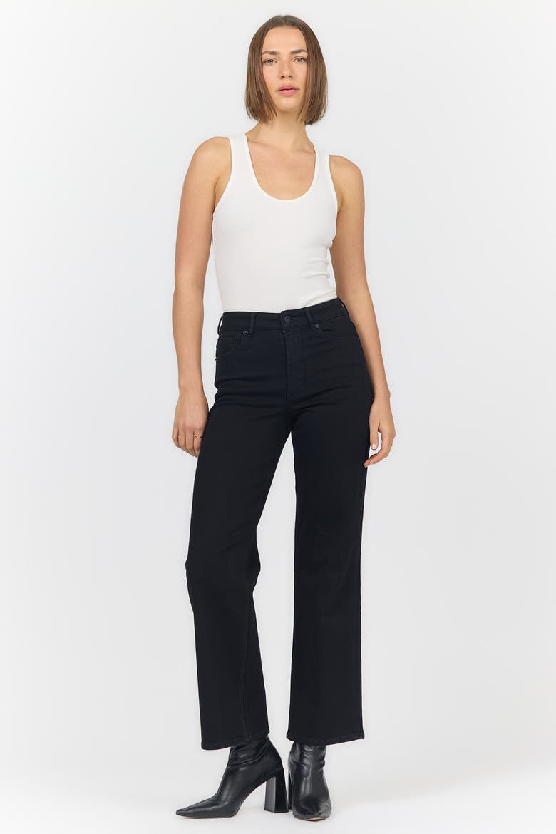 Holly High Waist Straight Leg Jeans, Alternate, color, Black Arrow