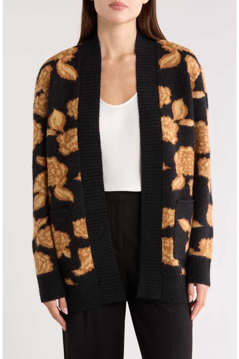 Floral Cardigan, Main, color, BLACK