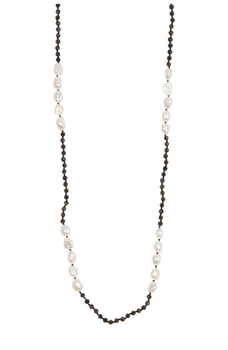 Adornia 10mm Freshwater Pearl & Black Spinel Necklace, Main, color,