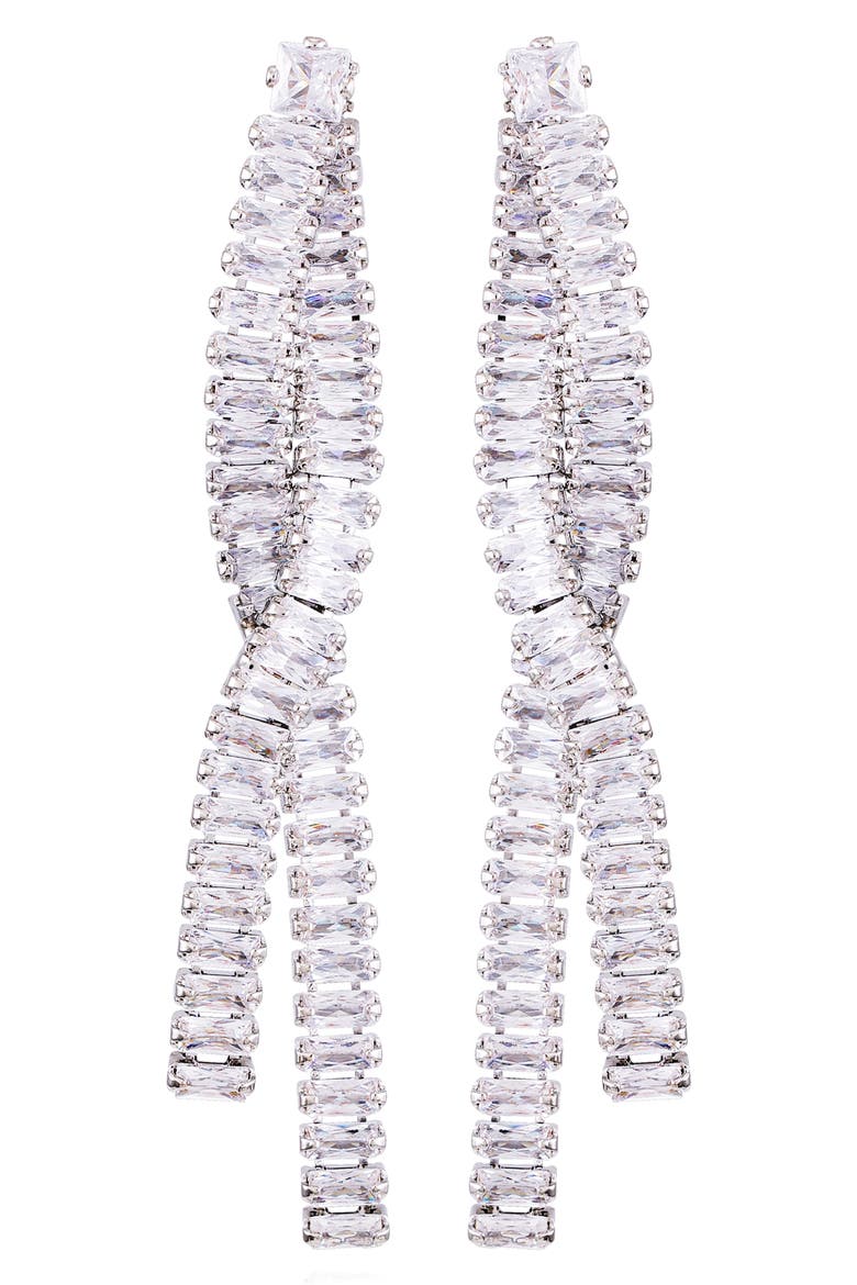Crystal Drop Earrings, Main, color, SILVER TONE