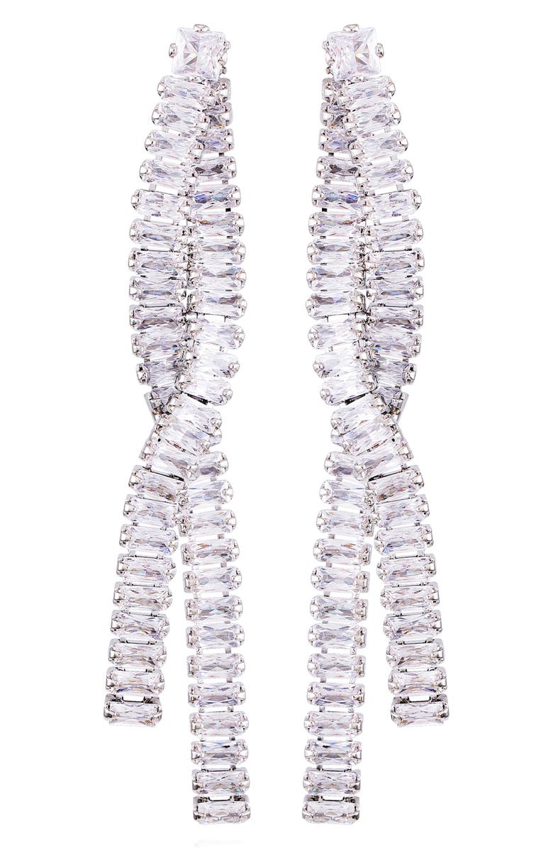 Vince Camuto Crystal Drop Earrings, Main, color, Silver Tone