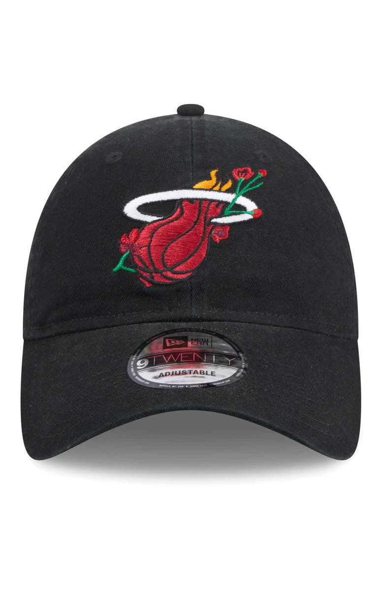 New Era Women's New Era Black Miami Heat Game Day Bloom Branch 9TWENTY Adjustable Hat, Alternate, color,