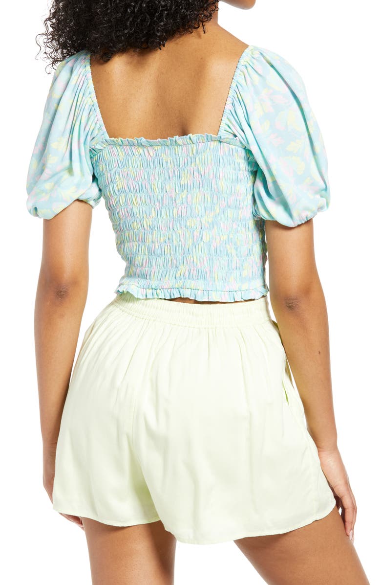 BP. Smocked Puff Sleeve Crop Top, Alternate, color, 